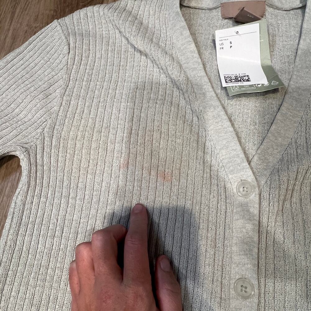 H&M Women's Long Cardigan Size S In Light Grey-Green - Picture 7 of 13